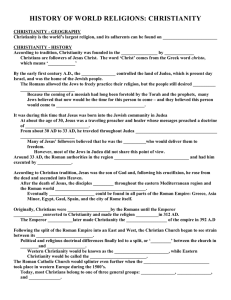 World Religions: Christianity screencast sheet