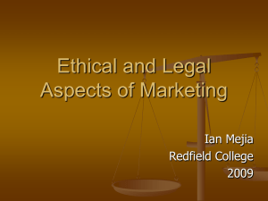 Ethical and Legal Aspects of Marketing