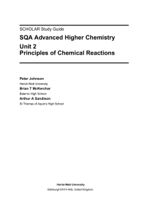 SQA Advanced Higher Chemistry Unit 2 Principles of Chemical