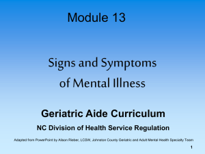 Module 13 Signs and Symptoms of Mental Illness Powerpoint