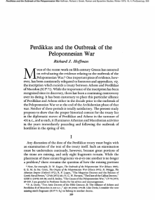 Perdikkas and the Outbreak of the Peloponnesian War