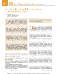 Mistaken Beliefs and the Facts About Milk and Dairy Foods