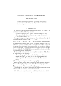 GENERIC SUBGROUPS OF LIE GROUPS 1. introduction In this