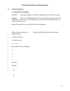 Chemical Equations and Stoichiometry