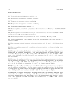 74 CHAPTER 3 Section 3.1 Solutions 3.1 This mean is a population