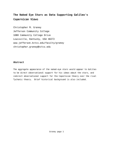 The Naked Eye Stars as Data Supporting Galileo`s