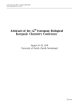 Abstracts of the 12 European Biological Inorganic Chemistry