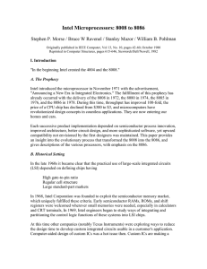 Intel Microprocessors: 8008 to 8086 - One