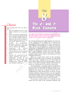 The d- and f- Block Element Block Elements The d- and f