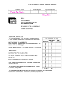 Candidate Name Centre Number Candidate Number 0 GCSE