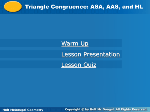 (1) Congruence and Triangles MCC9