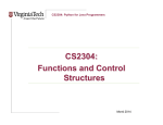 CS2304: Functions and Control Structures