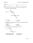 GEOMETRY TOPIC 4 Line and Angle Relationships Good Luck To