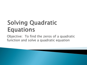 Solving Quadratic Equations PowerPoint