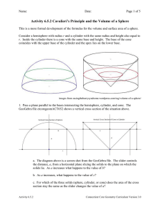 Activity 6.5.2 Cavalieri`s Principle and the Volume of a Sphere