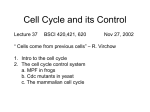 Cell Cycle and its Control