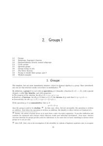 2. Groups I - Math User Home Pages