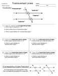 “Corresponding Angles Postulate” l p t 1 2 3 4 5 6 7 8 1. 2. 3. 4. 5