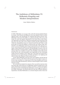 The Ambitions of Mithridates VI: Hellenistic Kingship and Modern