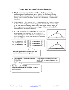 Testing for Congruent Triangles Examples