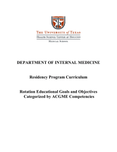 DEPARTMENT OF INTERNAL MEDICINE Residency Program