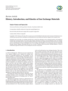 History, Introduction, and Kinetics of Ion Exchange Materials