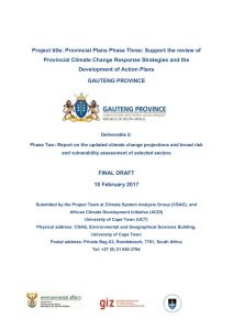 Gauteng Climate Change Risk and vulnerability assessment