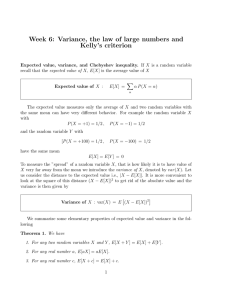 Week 6: Variance, the law of large numbers and