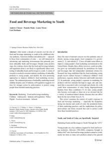 Food and Beverage Marketing to Youth