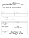 1.5 Adding and Subtracting Real Numbers Template