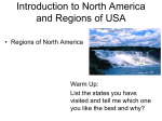 North America Introduction and Regions of the USA PPT