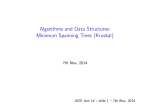 Algorithms and Data Structures: Minimum Spanning Trees (Kruskal)