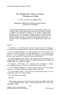 The Thomas-Fermi Theory of Atoms, Molecules and