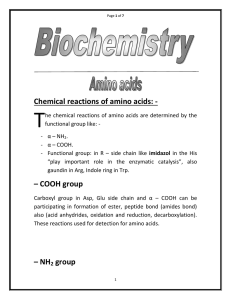Chemical reactions of amino acids: