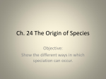 Ch. 24 The Origin of Species notes