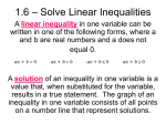 1.6 – Solve Linear Inequalities