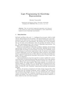 Logic Programming for Knowledge Representation