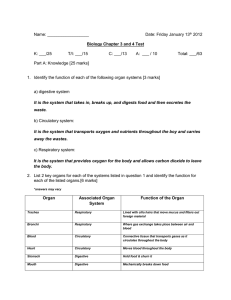 Name: Date: Friday January 13th 2012 Biology Chapter 3 and 4 Test