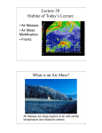 Lecture 20 Outline of Today`s Lecture What is an Air Mass?