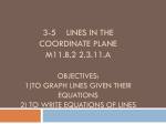 3-5 Lines in the coordinate plane M11.B.2 2.3.11.A Objectives: 1)To