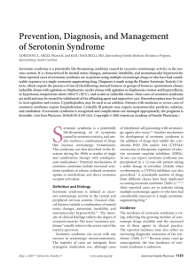 Prevention, Diagnosis, and Management of Serotonin Syndrome