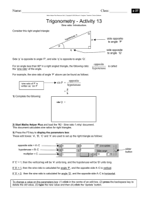 Trigonometry - Activity 13 - Teachers` Choice Software