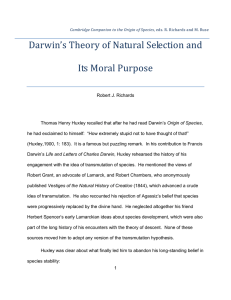 Darwin`s Theory of Natural Selection and Its Moral Purpose