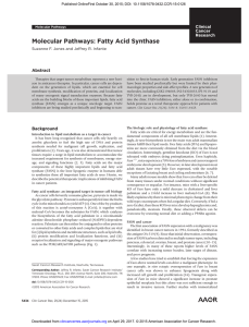 Molecular Pathways: Fatty Acid Synthase