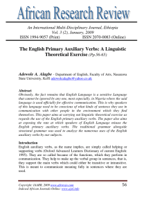 The English Primary Auxiliary Verbs