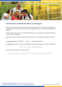 Introduction to Whole Numbers and Integers