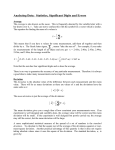 Analyzing Data: Statistics, Significant Digits and Errors