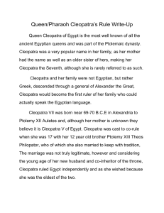 Queen/Pharaoh Cleopatra`s Rule Write