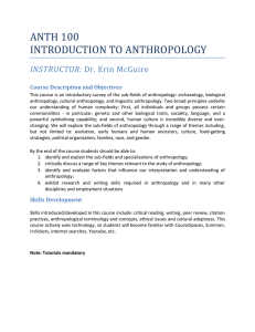 ANTH 100 INTRODUCTION TO ANTHROPOLOGY