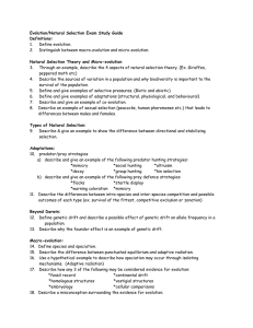 Evolution/Natural Selection Exam Study Guide Definitions: 1. Define